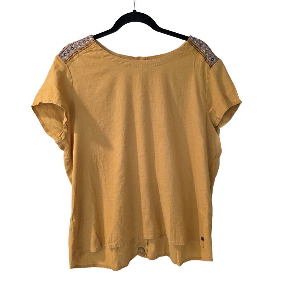 SHERPA Adventures Mustard Yellow Hemp blend Top - Sz XL